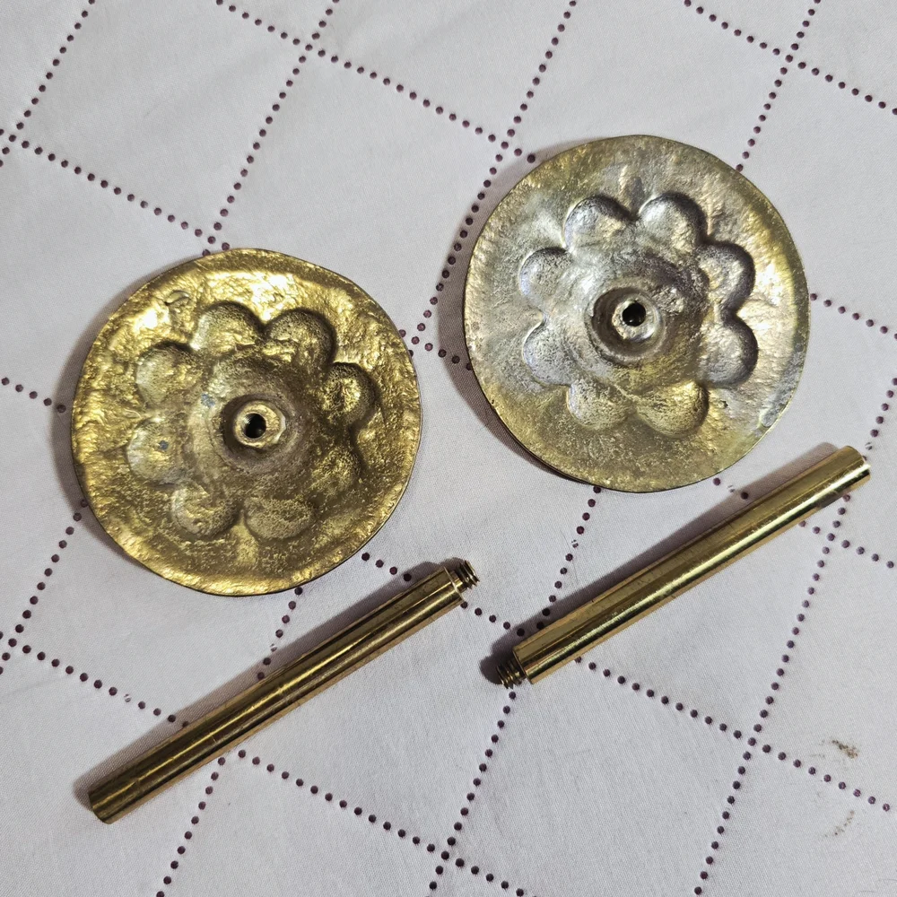 Vintage Brass Floral Rosette Curtain Tiebacks Pair 3.5
